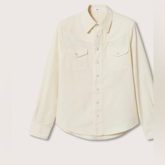 NWT MANGO Cotton shirt with shoulder pads size M - Picture 2 of 7